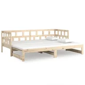Vidaxl Izvlečna dnevna postelja trdna borovina 2x(80x200) cm