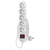 Podaljšek 3 m/5 vtičnic/s stikalom/beli/PVC/1,5 mm2