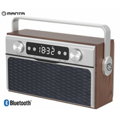 MANTA RDI917 PRO radijski sprejemnik, FM Radio, Bluetooth 5.0, polnilna baterija, USB/microSD/AUX, budilka, RETRO