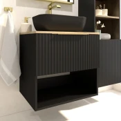 Kupaonski element viseci Concepto+ Marta Black 60, s plocom, s ladicom