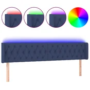 Vidaxl LED posteljno vzglavje modro 203x16x78/88 cm blago