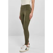 Womens washed trousers made of olive artificial leather