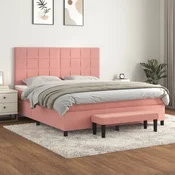 vidaXL vidaXL Box spring postelja z vzmetnico roza 180x200 cm žamet, (20895938)