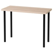 LINNMON / ADILS Sto, belo b. im. hrastovine/crna, 100x45 cm