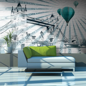 Foto tapeta - Ballon flight over the Tower Bridge 300x231