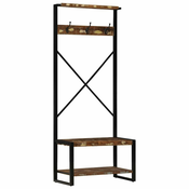 Stalak za odjecu Višebojni 80x40x190 cm puno drvo obradeno