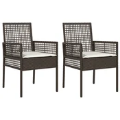Vrtna stolica s jastukom 2 pcs Smeda 55 x 53 x 85 cm poliratan