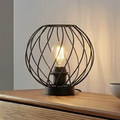 Namizna svetilka Lindby Danika, črna, kovina, O 25 cm - Dnevna soba/jedilnica - Sodobni
