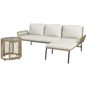 Homestar Vrtni komplet pohištva ležalnik dvosed kavna mizica 129x71x75 cm krem