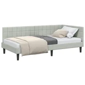 Vidaxl Kotna postelja z vzglavjem Svetlo siva 90 cm x 200 cm Žamet