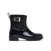 Tommy Hilfiger Gumijasti škornji Th Buckle Glossy Ankle Rain Boot FW0FW09543 Črna