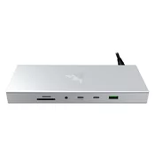 Priključna postaja USB-C Razer USB 4 Dock Mercury, 14 v 1, 5xUSB-A, 3xUSB-C, HDMI, DP,  RJ45, AUX, mSD/SD, srebrna