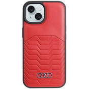 Audi Synthetic Leather MagSafe iPhone 15 Plus 6.7 red hardcase AU-TPUPCMIP15M-GT/D3-RD (AU-TPUPCMIP15M-GT/D3-RD)