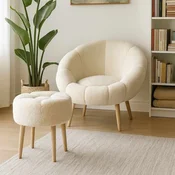 ATELIER DEL SOFA Fotelja i tabure Lida Cream