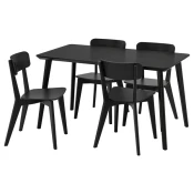 LISABO / LISABO Sto i 4 stolice, crna/crna, 140x78 cm
