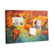 tulup.si Plošča iz plute Dekorativni zemljevid sveta 60x40 cm Lesene zatiči