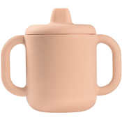 Hrnček pre bábätká Silicone Learning Cup Blue Beaba s vrchnákom na učenie sa piť od 8 mes ružový BE913525