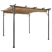 Vidaxl Pergola z zložljivo streho taupe 3x3 m jeklo 180 g/m2