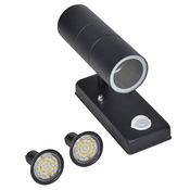 vidaXL LED crna zidna lampa od nehrdajuceg celika cilindra sa senzorom