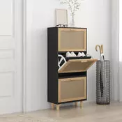 Vidaxl vidaXL Omarica za čevlje črna 52x25x115 cm lesena