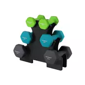 Songmics Set uteži šestkotne 2x1 kg 2x2 kg 2x3 kg limetno zelena akvamarin siva