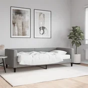 Dnevna postelja z vzmetnico svetlo siva 90x190 cm blago