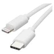 Kabel USB-C/i16P - Lightning Mfi, polnjenje, podatki, 1 m, bela