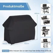 Costway Prevleka za žar z vrvico in zapiranjem na ježka črna