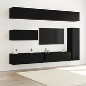 Set TV komoda Zidne 7 pcs Crni hrast Konstruirano drvo