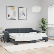 vidaXL Izvlečna dnevna postelja temno siva 80x200 cm žamet
