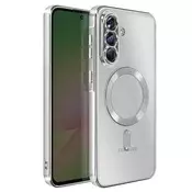 AVIZAR Ovitek za Galaxy A56, združljiv z MagSafe, s kromiranim robom, Srebrna, (5000190181)