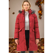 Z6774 DEWBERRY WOMENS COAT-PLAIN BURGUNDY
