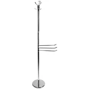 Casa Padrino Luxury Bathroom Coat Rack with Towel Rails Silver A 30 x 34 x H. 182 cm - Chromed Brass Bathroom Coat Rack - Bathroom Furniture - Luxury Quality - Made in Italy