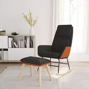Stolica za ljuljanje s osloncem za noge crna od tkanine