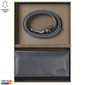 Princ Leather Ženski poklon set novcanik i kaiš, Sivi