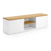 Bela TV omarica v hrastovem dekorju 150x44x36 cm Abilen – Kave Home
