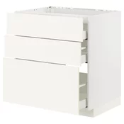 METOD / MAXIMERA Pod.elem.grej.ploca/3front/3fiok, bela/Vallstena bela, 80x60 cm