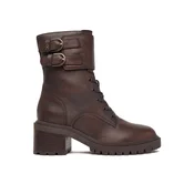 Tommy Hilfiger Gležnjarji Block Heel Buckled Lace-Up Boot FW0FW09578 Rjava