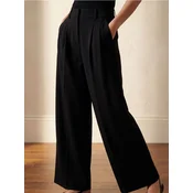 Sinsay - Elegantne wide leg pantalone od mekog pletiva sa mešavinom viskoze - crno