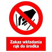 shumee Znak za varnost in zdravje pri delu ZZO-28, ki prepoveduje vstavljanje rok v notranjost