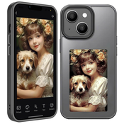 Personaliziran ovitek z zaslonom InkStyle NFC za iPhone 13/iPhone 14 - Viralen ovitek s prikazom poljubnih fotografij in slik - black