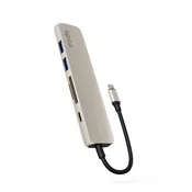 EPICO USB-C priključna stanica, HDMI 8K, 6-u-1, srebrno-zlatna