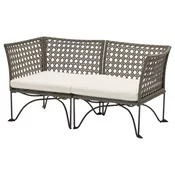 JUTHOLMEN Modularna sofa dvosed, spolja, tamnosiva/Kuddarna svetla sivobež, 146x73 cm