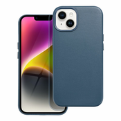 Maska Leather Mag Cover od eko kože s ugradenim magnetnim obrucem za iPhone 14 - indigo