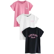 Superdry Majica roza/črna/bela