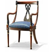 Casa Padrino Luxury Baroque Dining Room Chair with Armrests Blue/Brown - Made in Italy