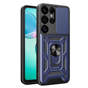 slomart Ohišje Hybrid Armor Camshield z zaščito kamere in kovinskim obročem za Samsung Galaxy S25 Ultra - modro