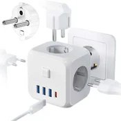 shumee Omrežni razdelilnik, polnilnik, adapter, thief, 3 vtičnice, PLEU USB USBC 7v1 Alogy White