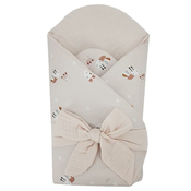 EKO Muslin previjalec z odstranljivim kokosovim vložkom Bees Muslin Bež 75x75 cm