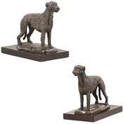 shumee Irski volčji hrt - kipec psa, figurica na belem podstavku, pokal za pasjo razstavo Art-Dog